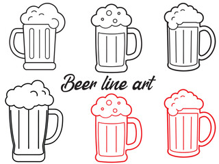 Beer mug icon vector art, Beer mug outline vector illustration
