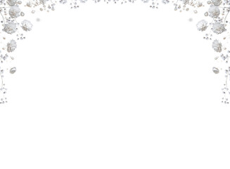 Pink baby's breath flower png. Gypsophila pink white floral design isolated on transparent background Flower frame png. empty space for text. For wedding invitations, floral branding, memorial cards.