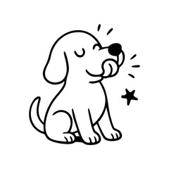 A goofy dog with its tongue curled up toward its nose, eyes crossed slightly, captured in a silly moment.