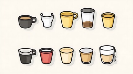 Coffee Cup Types Illustration.