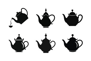 Tea Pot silhouette vector , Set of Tea Pot silhouette