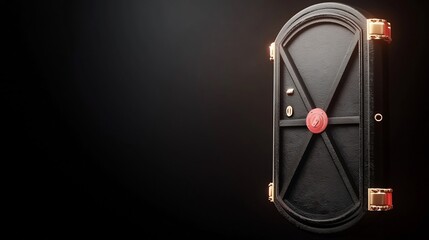 Mysterious, ornate door against dark backdrop