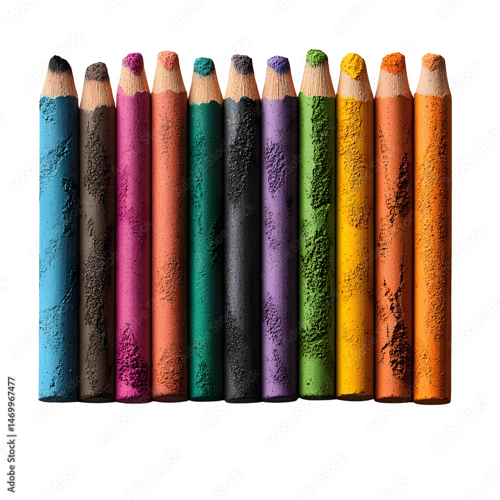 Poster a collection of vibrant textured chalk sticks in a variety of colors neatly arranged in a row and ce