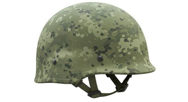 Isolated Camouflage Military Helmet