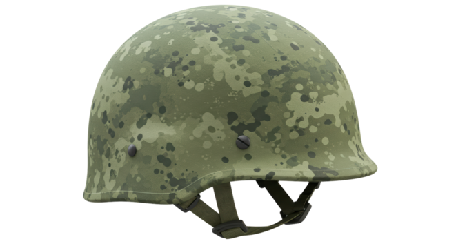Isolated Camouflage Military Helmet