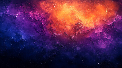 Fototapeta premium Colorful galaxy nebula cosmic space with purple blue orange hues and glittering stars background for creative projects