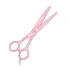 Pink Hairdressing Scissors Watercolor Illustration