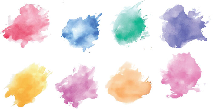 Colorful watercolor brush strokes vector. set of paint splatter illustration.