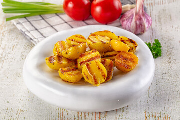 Grilled small baby young potato