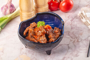 Hungarian goulash with beef meat