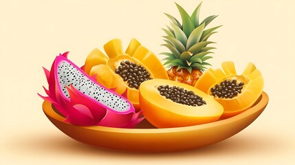 Tropical Fruits Bowl with Summer Delight.