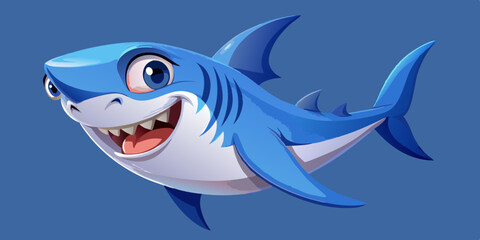 Obraz premium Happy Cartoon Shark Character Illustration for Kids
