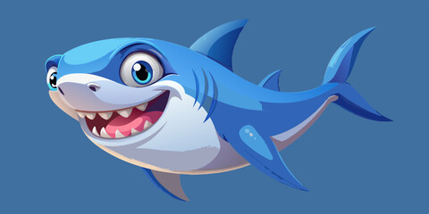Happy Cartoon Shark Character Ocean Animal Illustration
