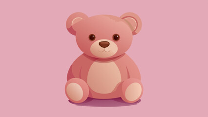 Adorable Pink Teddy Bear Sitting on Pink Background