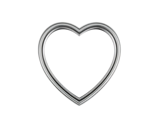 Silver Metallic Heart Frame on Transparent Background