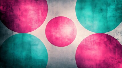 Pink Teal Circles Grunge Texture.