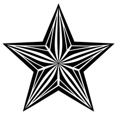 Abstract Black and White Striped Five Pointed Star Design
