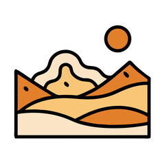 Desert Sand Dunes Landscape Icon Design