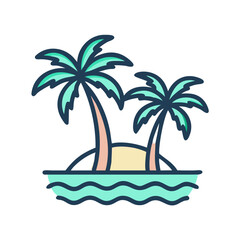 Palm Tree Oasis Tropical Icon Design