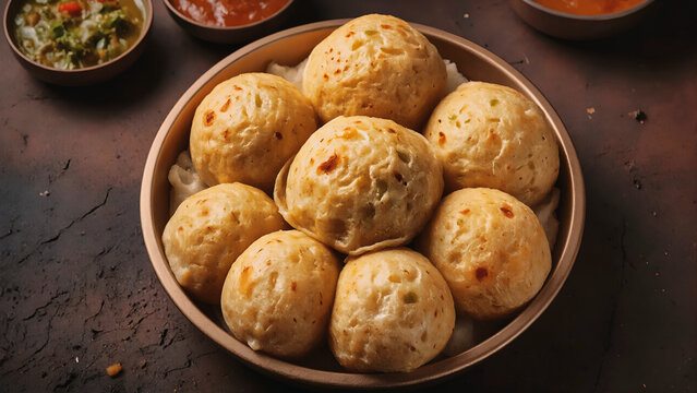 Traditional Bihari Litti Chokha Balls Served Fresh on Wooden Table