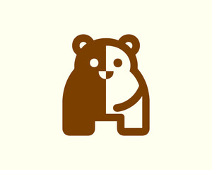 Bear logo icon with clean vector design in brown perfect for branding