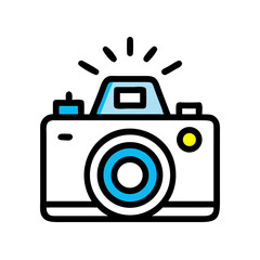 Camera with Flash Photography Icon Design