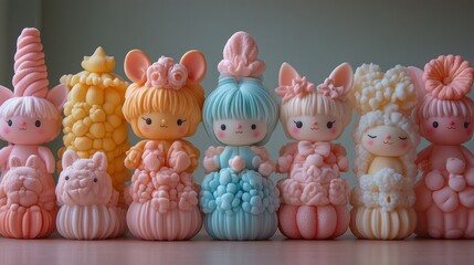 Fototapeta premium Pastel-colored miniature figurines, charming and whimsical