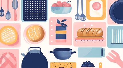 Baking tools  ingredients flat lay.