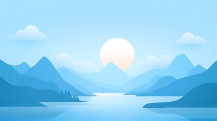 Serene Sunrise Mountain Lake View.