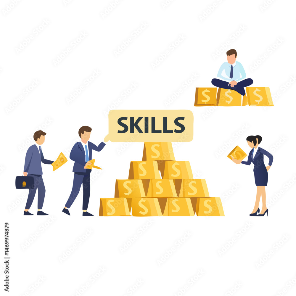 Poster skills development and expertise building illustration with transparent background