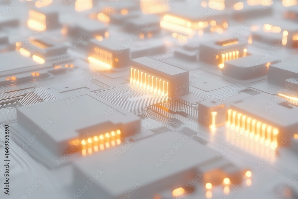 Aufkleber abstract close-up of a futuristic circuit board with glowing components, illustrating technological 