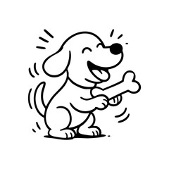 A dog lying down, front paws hugging a large bone, licking it happily.