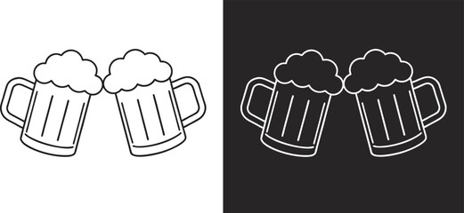 Beer mug icon vector art, Beer mug silhouette, Beer mug outline vector illustration