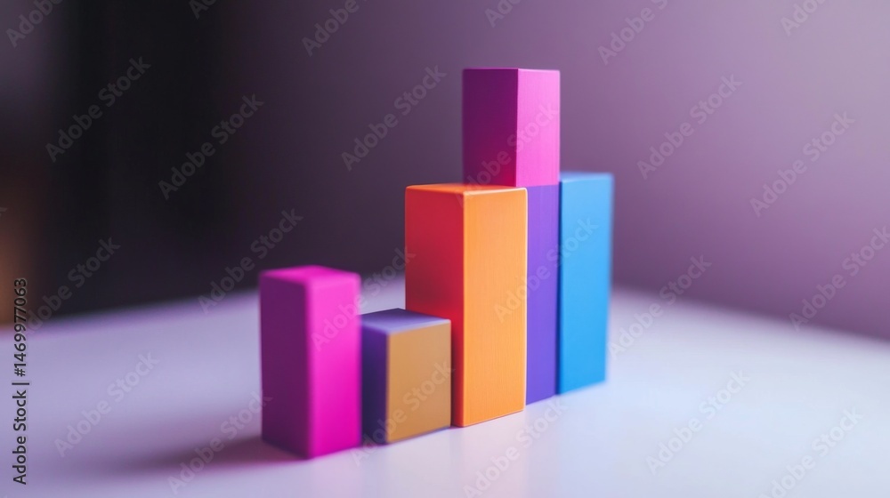 Poster cluster of bar charts with varied colors and sizes, positioned on a clean white background for a cle
