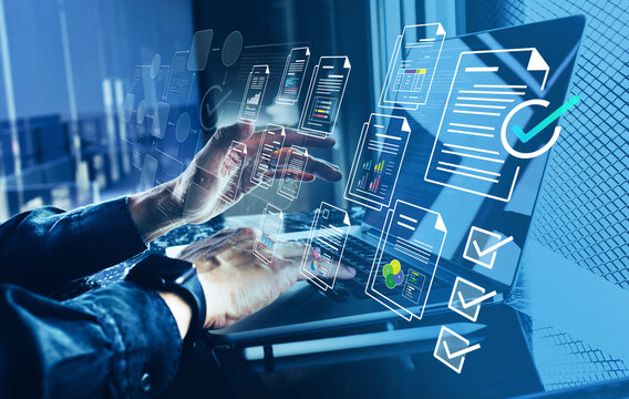 Electronic documents with automation management system.digital transformation concepts.not ai generated