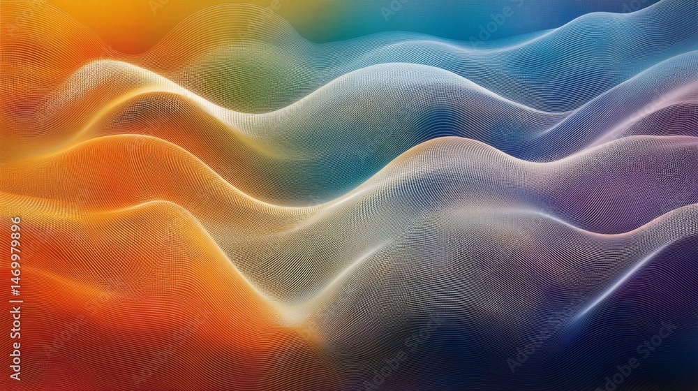 Poster layered lines in varying colors and opacities, overlapping each other to create a visually rich and 
