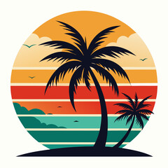 tropical island with palm trees