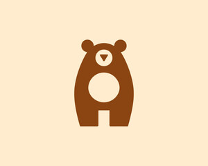 Bear logo icon in classic brown tone perfect for branding