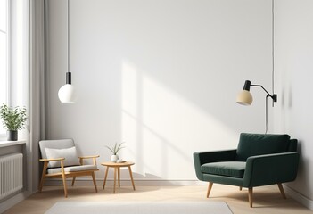 A living room with two chairs and a table.