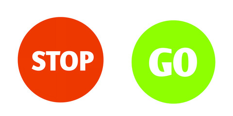 Red & Green Circle Command Icons: Stop/Go Vector Signs