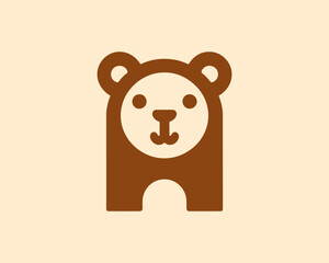 Bear logo icon with smooth brown flat design perfect for branding