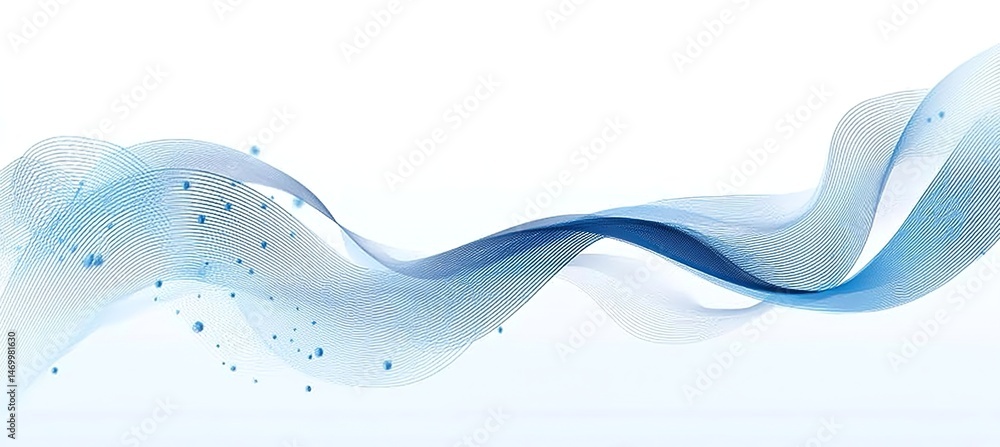Poster abstract blue wave vector background with wavy lines in a dotted mesh for a design element. blue