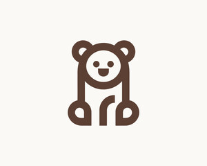 Bear logo icon in minimalist brown design