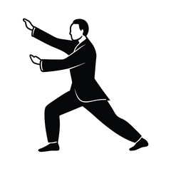 Tai Chi Wellness Move Vector Silhouette