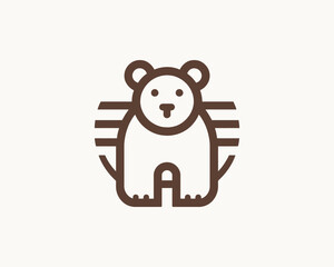 Bear logo icon with clean flat vector style