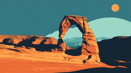 Desert Arch Sunset Landscape.