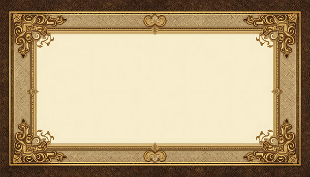 Elegant vintage-style golden brown frame with floral decorations, ideal for certificates, invitations, or classical design elements on a light background.