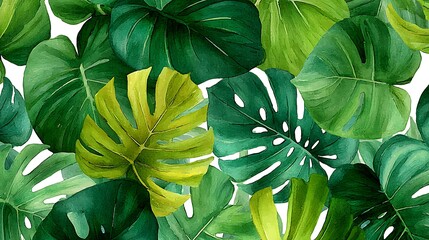 Fototapeta premium Lush green tropical leaves pattern