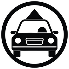 taxi driver element isolated car dashboard warning on white background