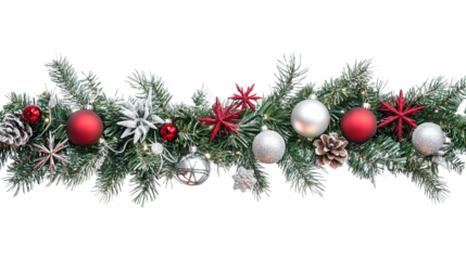 Christmas garland super wide panorama banner on white background.png